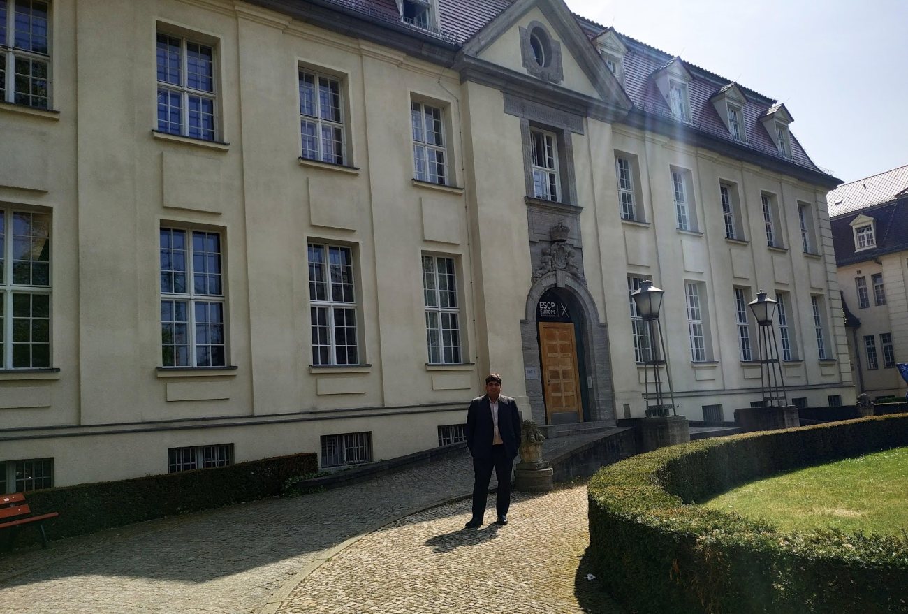 Vishwa Ranjan outside the ESCP Europe Business School campus in Berlin
