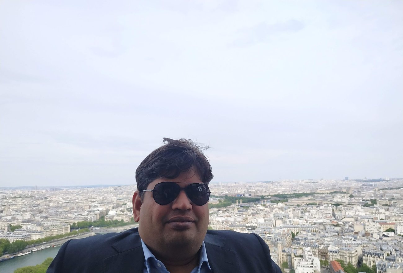 Vishwa Ranjan above Paris, from the Eiffel Tower