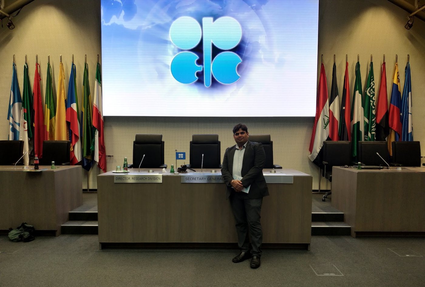 Vishwa Ranjan in the conference hall of the OPEC secretariat, Vienna