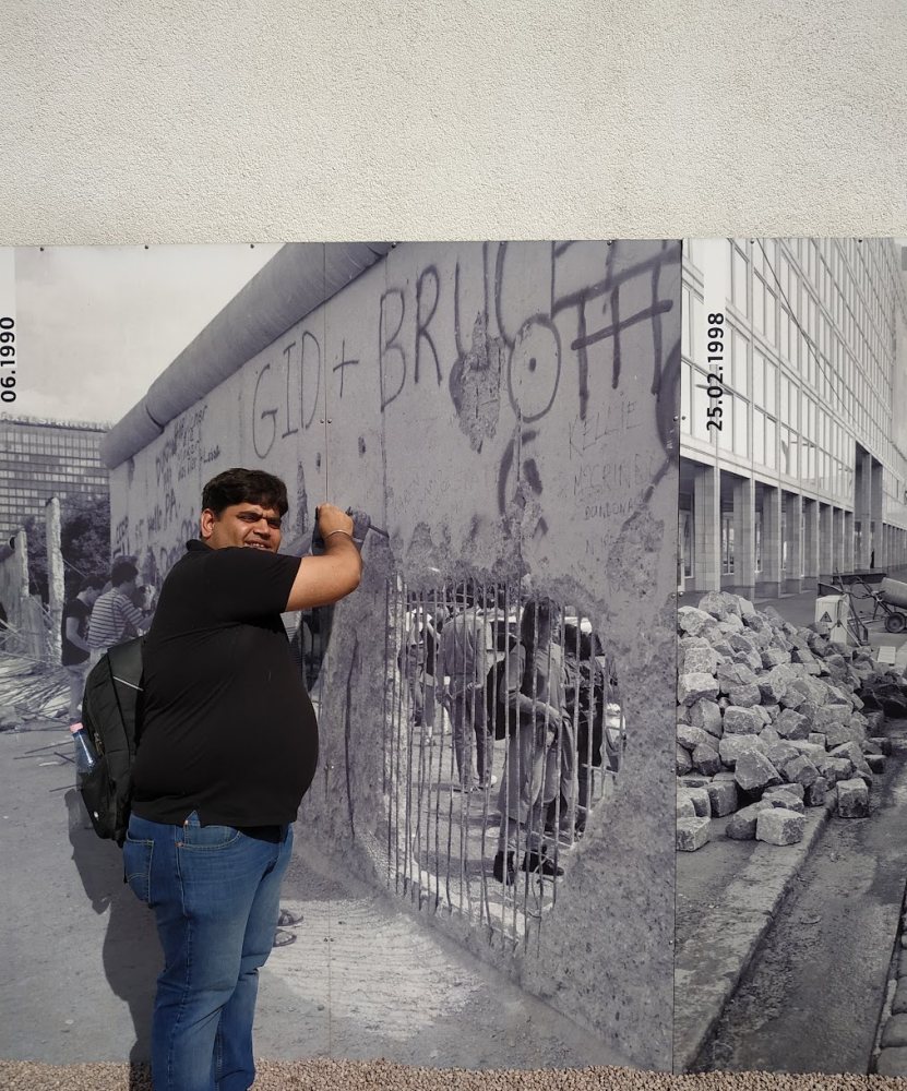 Vishwa Ranjan at an open-air photographic exhibition about the Berlin Wall